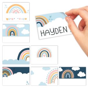 Name Tag Stickers | Set of 56 | Classroom Supplies - Boho Rainbow