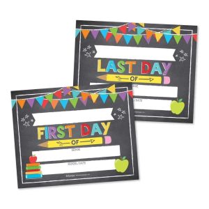 Back To School Signs | Set of 10 | School Supplies - Colorful Icons on Chalk