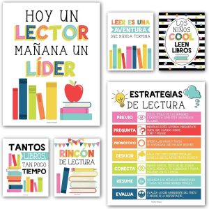 Spanish Reading Posters | Set of 6 | Educational Posters - Colorful